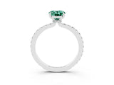 White gold Oval Cut Green Sapphire Solitaire Engagement Ring with Pavé Band and Four-Prong Setting_3