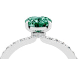 White gold Oval Cut Green Sapphire Solitaire Engagement Ring with Pavé Band and Four-Prong Setting_4