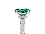 White gold Oval Cut Green Sapphire Solitaire Engagement Ring with Pavé Band and Four-Prong Setting_5