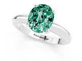 White gold Oval Cut Green Sapphire Solitaire Engagement Ring with Round Band and Four-Prong Setting_1