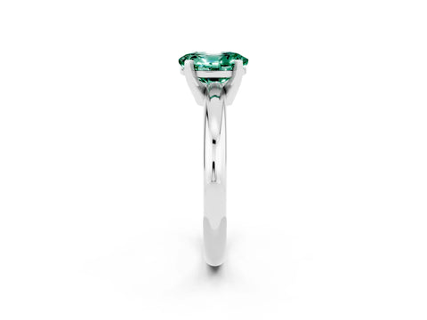 White gold Oval Cut Green Sapphire Solitaire Engagement Ring with Round Band and Four-Prong Setting_2