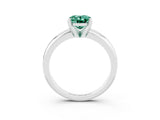 White gold Oval Cut Green Sapphire Solitaire Engagement Ring with Round Band and Four-Prong Setting_3