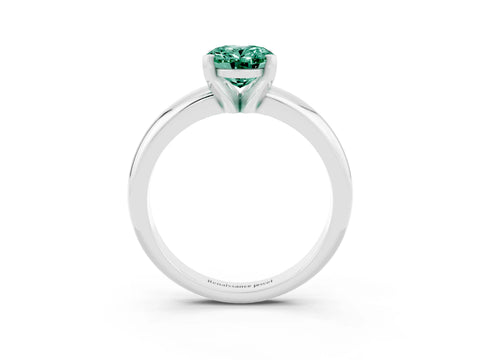 White gold Oval Cut Green Sapphire Solitaire Engagement Ring with Round Band and Four-Prong Setting_3