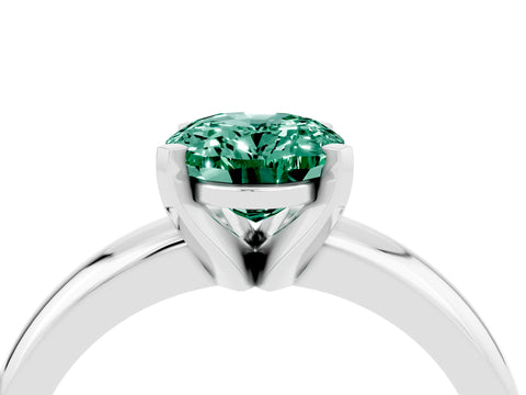 White gold Oval Cut Green Sapphire Solitaire Engagement Ring with Round Band and Four-Prong Setting_4