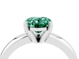 White gold Oval Cut Green Sapphire Solitaire Engagement Ring with Round Band and Four-Prong Setting_4