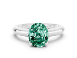 White gold Oval Cut Green Sapphire Solitaire Engagement Ring with Round Band and Four-Prong Setting