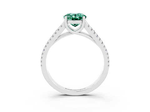 White gold Oval Cut Green Sapphire Solitaire Engagement Ring with Split Shank Pavé Band_3