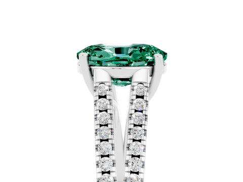 White gold Oval Cut Green Sapphire Solitaire Engagement Ring with Split Shank Pavé Band_5