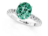 White gold Oval Cut Green Sapphire Solitaire Pavé Band with Four-Prong Setting_1