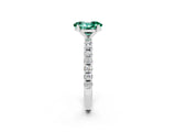 White gold Oval Cut Green Sapphire Solitaire Pavé Band with Four-Prong Setting_2