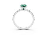 White gold Oval Cut Green Sapphire Solitaire Pavé Band with Four-Prong Setting_3