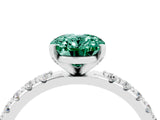 White gold Oval Cut Green Sapphire Solitaire Pavé Band with Four-Prong Setting_4