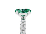 White gold Oval Cut Green Sapphire Solitaire Pavé Band with Four-Prong Setting_5