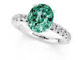White gold Oval Cut Green Sapphire Solitaire Pavé Engagement Ring with Round Band and Prong Setting_43