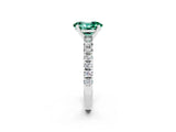 White gold Oval Cut Green Sapphire Solitaire Pavé Engagement Ring with Round Band and Prong Setting_44