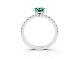 White gold Oval Cut Green Sapphire Solitaire Pavé Engagement Ring with Round Band and Prong Setting_45