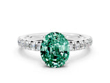 White gold Oval Cut Green Sapphire Solitaire Pavé Engagement Ring with Round Band and Prong Setting_72