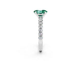 White gold Oval Cut Green Sapphire Solitaire Pavé Engagement Ring with Round Band and Prong Setting_74
