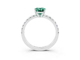 White gold Oval Cut Green Sapphire Solitaire Pavé Engagement Ring with Round Band and Prong Setting_75