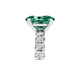White gold Oval Cut Green Sapphire Solitaire Pavé Engagement Ring with Round Band and Prong Setting_77