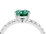 White gold Oval Cut Green Sapphire Solitaire Pavé Engagement Ring with Round Band and Prong Setting_88