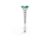 White gold Oval Cut Green Sapphire Solitaire Ring with Cathedral Setting and Pavé Band_2
