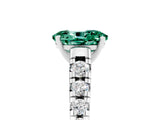 White gold Oval Cut Green Sapphire Solitaire Ring with Cathedral Setting and Pavé Band_5