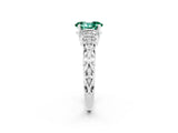 White gold Oval Cut Green Sapphire Solitaire Ring with Filigree Band and Four-Prong Setting_26