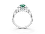 White gold Oval Cut Green Sapphire Solitaire Ring with Filigree Band and Four-Prong Setting_27