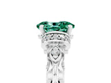 White gold Oval Cut Green Sapphire Solitaire Ring with Filigree Band and Four-Prong Setting_29