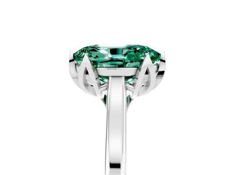 White gold Oval Cut Green Sapphire Solitaire Ring with Flower Prong Setting and Classic Band_17