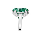 White gold Oval Cut Green Sapphire Solitaire Ring with Flower Prong Setting and Classic Band_53