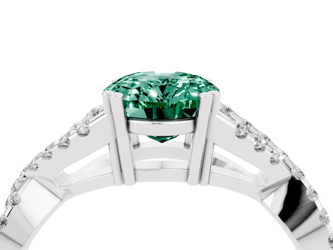 White gold Oval Cut Green Sapphire Solitaire Ring with Four-Prong Setting and Twisted Pavé Band_4