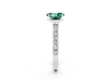 White gold Oval Cut Green Sapphire Solitaire Ring with Pavé Accents and Four-Prong Setting_2
