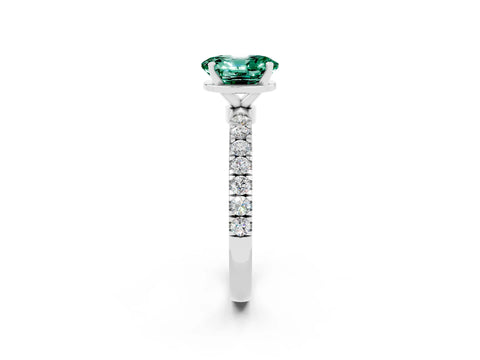 White gold Oval Cut Green Sapphire Solitaire Ring with Pavé Accents and Four-Prong Setting_2