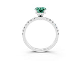 White gold Oval Cut Green Sapphire Solitaire Ring with Pavé Accents and Four-Prong Setting_3