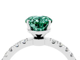 White gold Oval Cut Green Sapphire Solitaire Ring with Pavé Accents and Four-Prong Setting_4