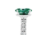 White gold Oval Cut Green Sapphire Solitaire Ring with Pavé Accents and Four-Prong Setting_5