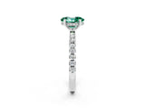 White gold Oval Cut Green Sapphire Solitaire Ring with Pavé Band and Four-Prong Setting_26