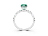 White gold Oval Cut Green Sapphire Solitaire Ring with Pavé Band and Four-Prong Setting_27