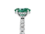 White gold Oval Cut Green Sapphire Solitaire Ring with Pavé Band and Four-Prong Setting_29