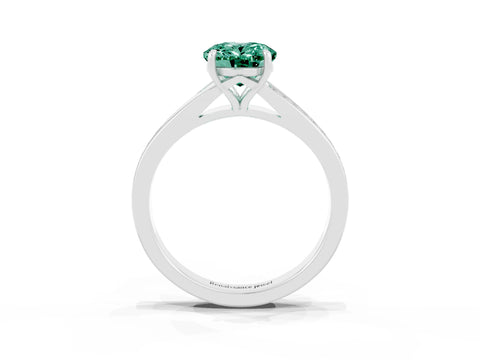 White gold Oval Cut Green Sapphire Solitaire Ring with Pavé Band and Prong Setting_15