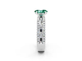 White gold Oval Cut Green Sapphire Solitaire Ring with Pavé and Channel Set Band_2