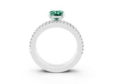 White gold Oval Cut Green Sapphire Solitaire Ring with Pavé and Channel Set Band_3