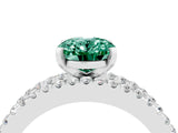 White gold Oval Cut Green Sapphire Solitaire Ring with Pavé and Channel Set Band_4