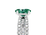 White gold Oval Cut Green Sapphire Solitaire Ring with Pavé and Channel Set Band_5