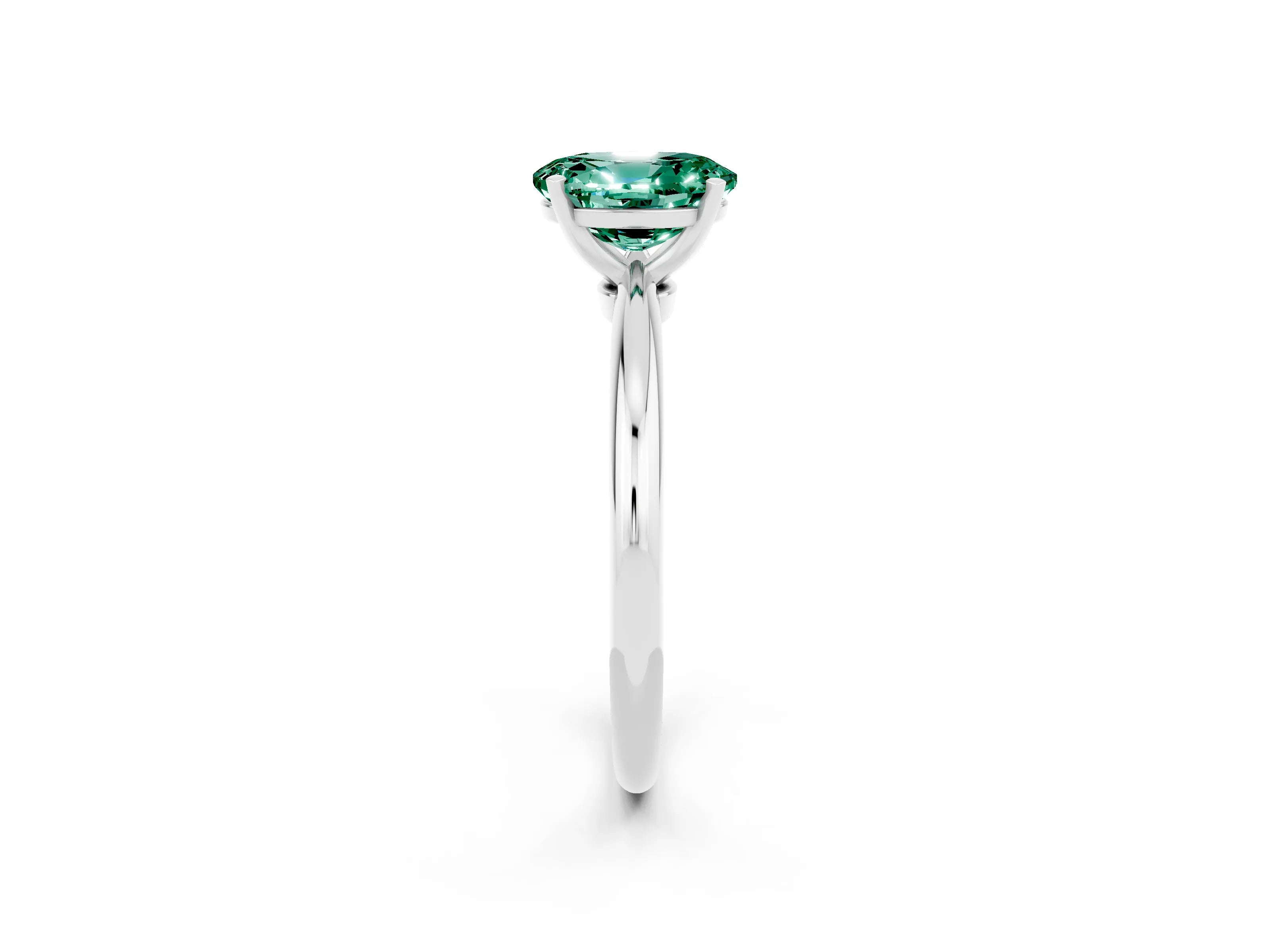 White gold Oval Cut Green Sapphire Solitaire Ring with Six-Prong Setting and Classic Band_50