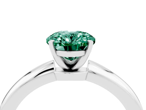 White gold Oval Cut Green Sapphire Solitaire Ring with Six-Prong Setting and Classic Band_52