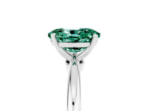 White gold Oval Cut Green Sapphire Solitaire Ring with Six-Prong Setting and Classic Band_53