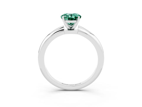 White gold Oval Cut Green Sapphire Solitaire Ring with Six-Prong Setting and Classic Band_63